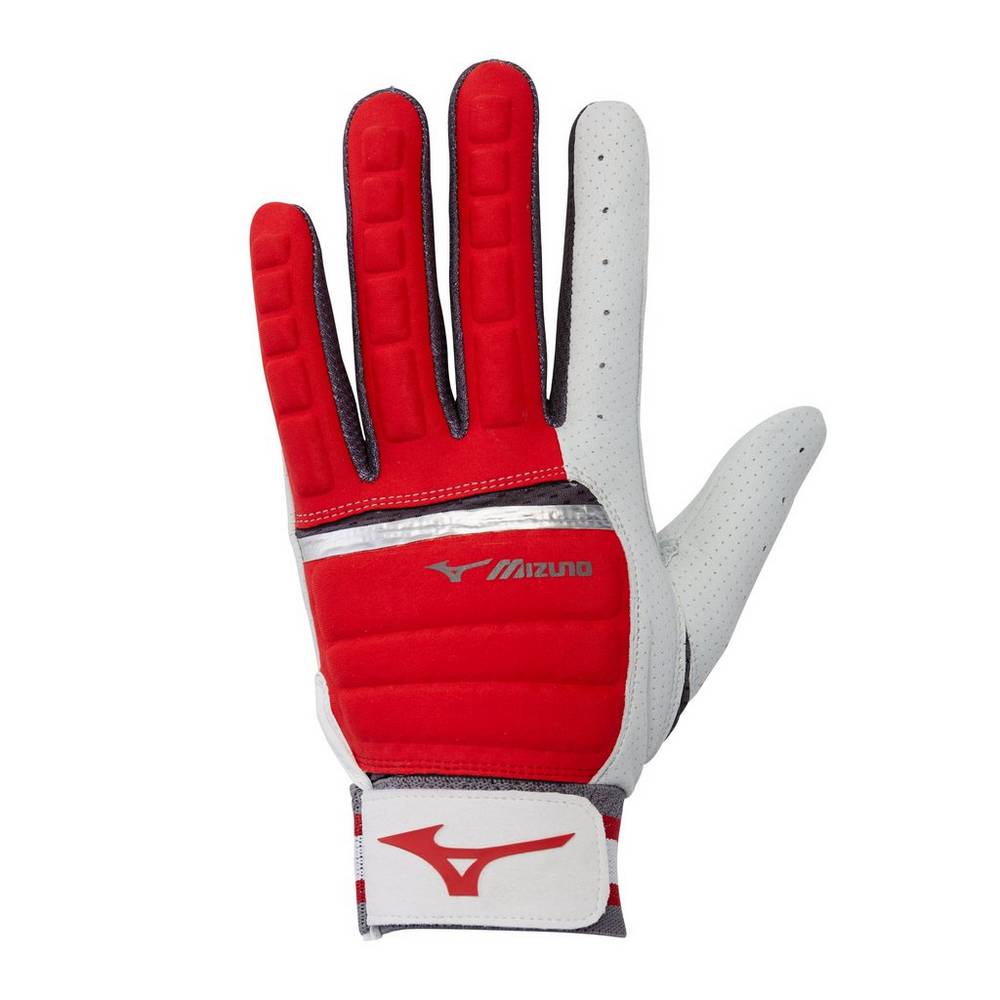 Mens Mizuno B-130 Adult Baseball Batting Gloves Red/grey Philippines (VHPWAJ145)